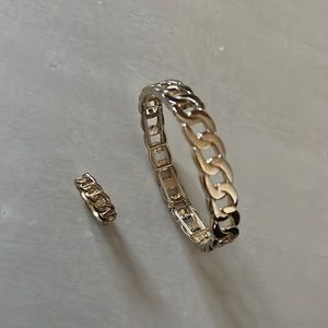 Elastic Gold Hooked Chain bracelet and Ring